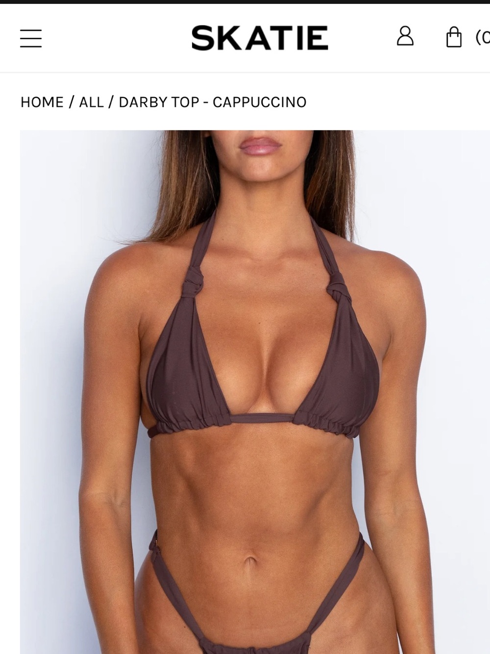 Skatie Brown and Cream Floral Triangle Bikini Top - Picture 4 of 5